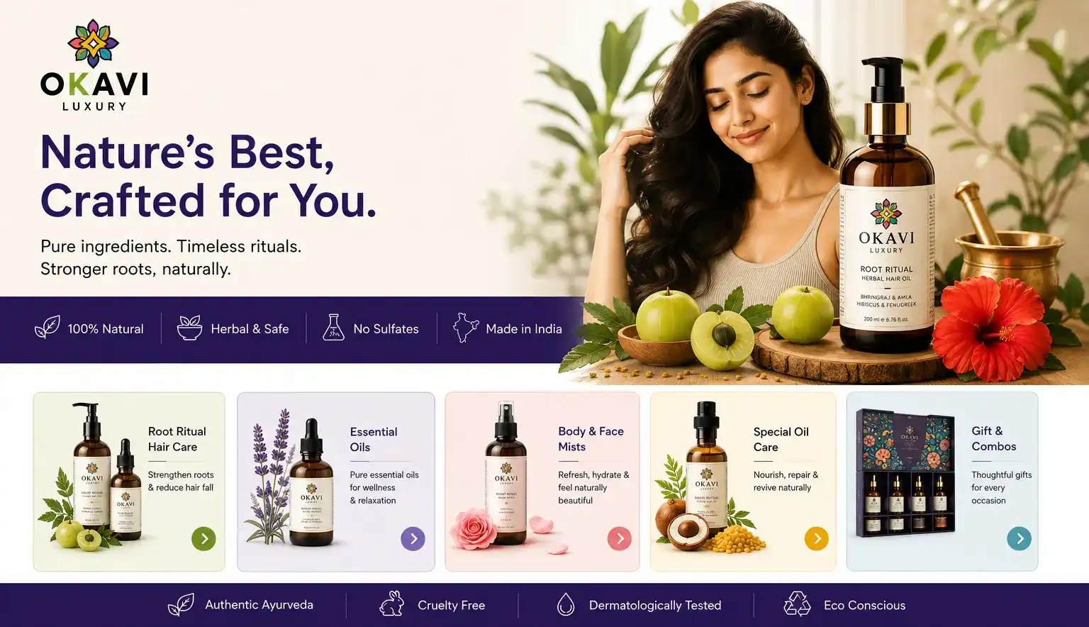 product family navigation creative for OKAVI Brand