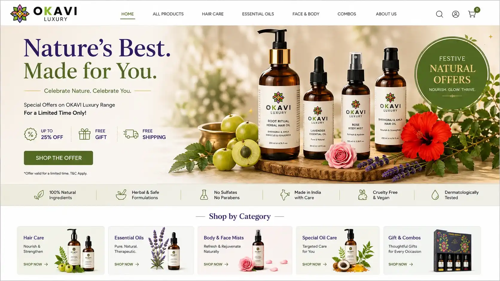 seasonal Brand Store landing page for OKAVI Brand